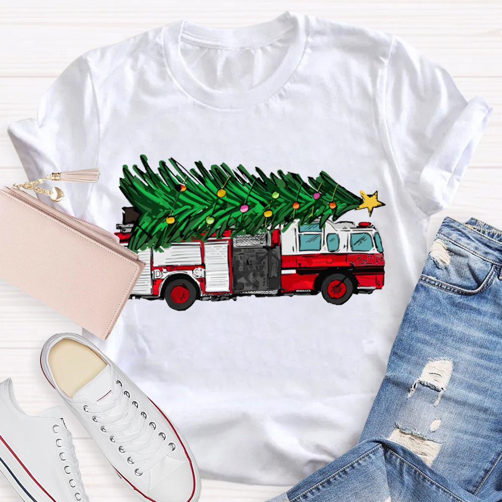 Big Truck Carrying Christmas Trees Christmas T-shirt