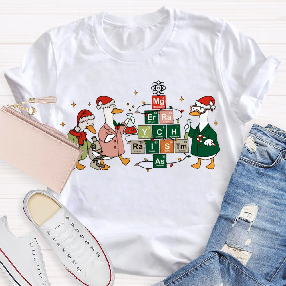 Christmas Goose Doing Experiments Science Teacher T-shirt