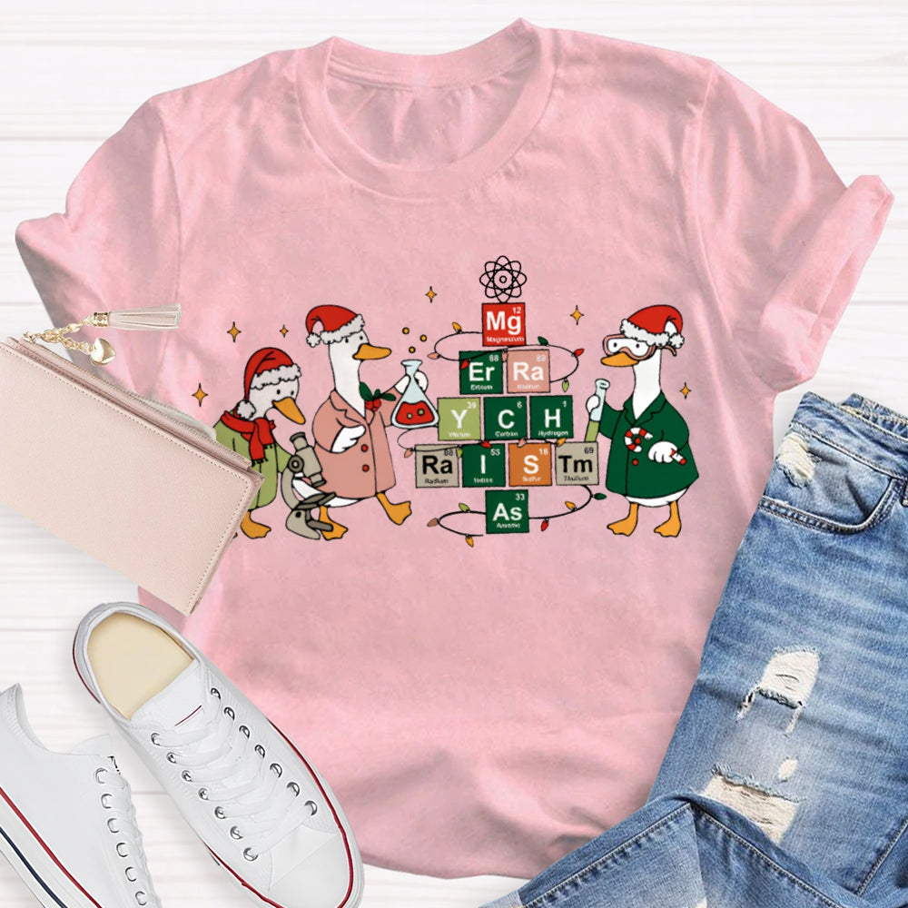 Christmas Goose Doing Experiments Science Teacher T-shirt