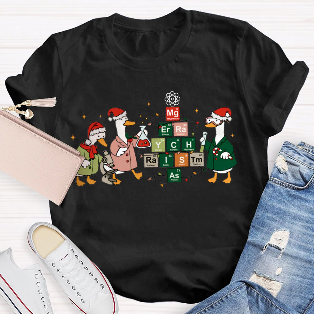 Christmas Goose Doing Experiments Science Teacher T-shirt