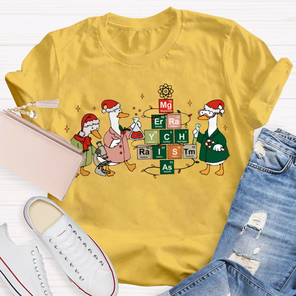 Christmas Goose Doing Experiments Science Teacher T-shirt