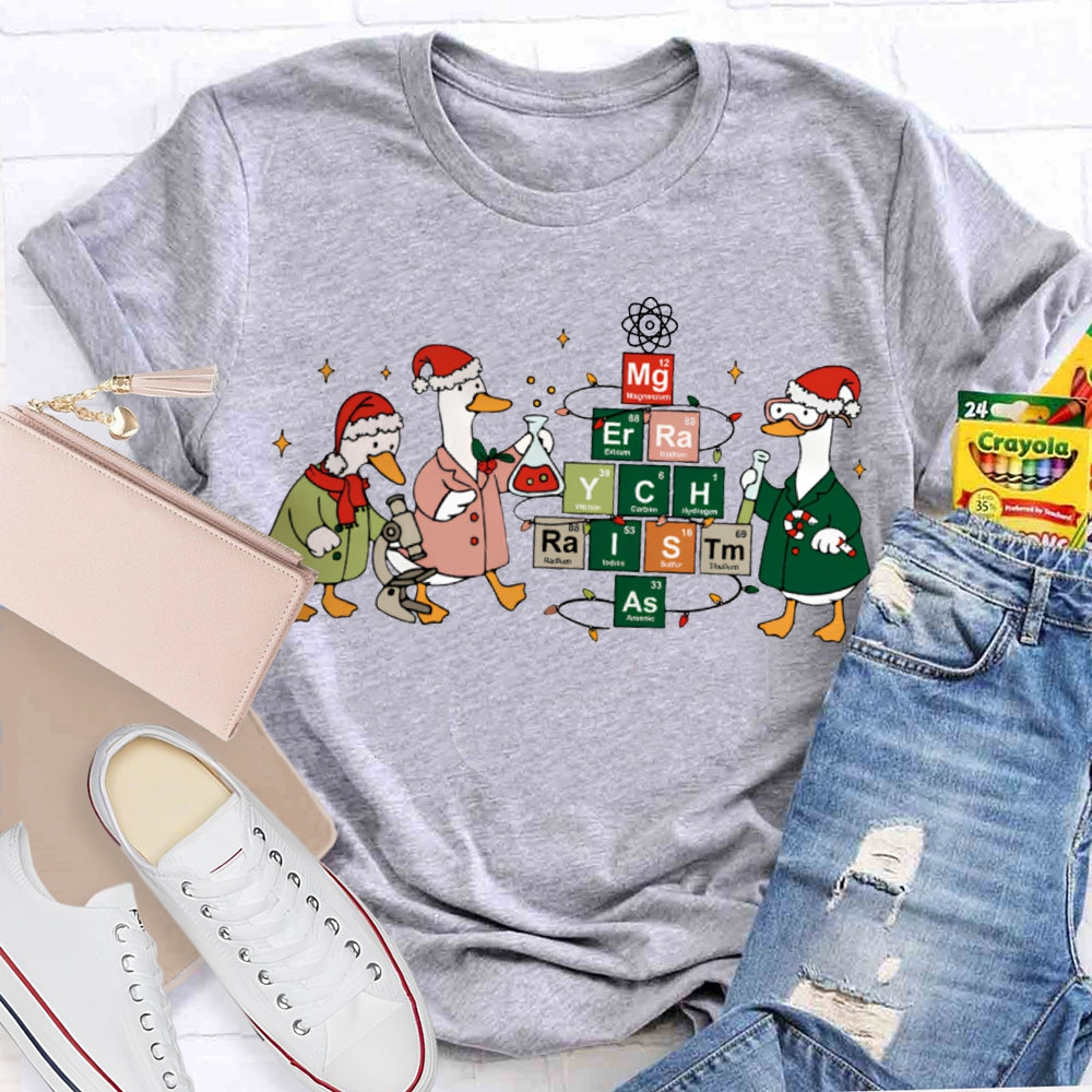 Christmas Goose Doing Experiments Science Teacher T-shirt