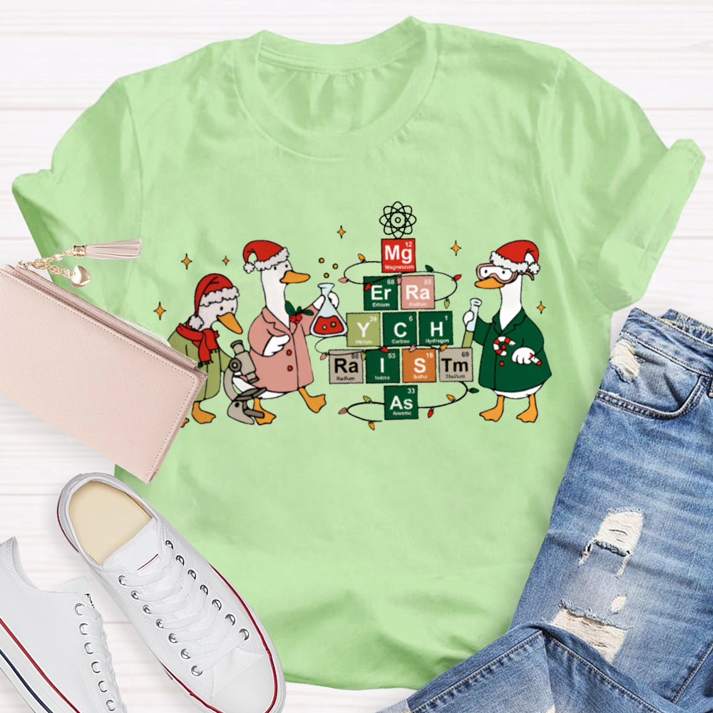 Christmas Goose Doing Experiments Science Teacher T-shirt