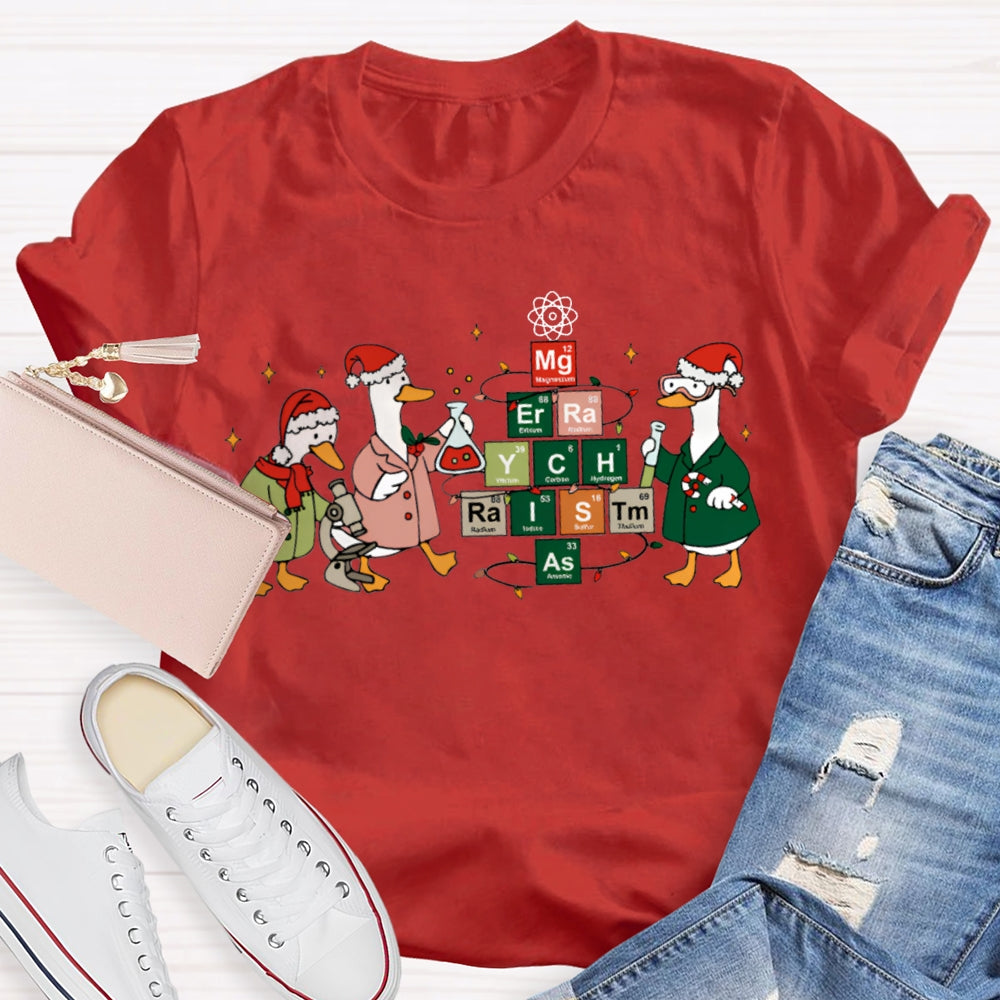 Christmas Goose Doing Experiments Science Teacher T-shirt