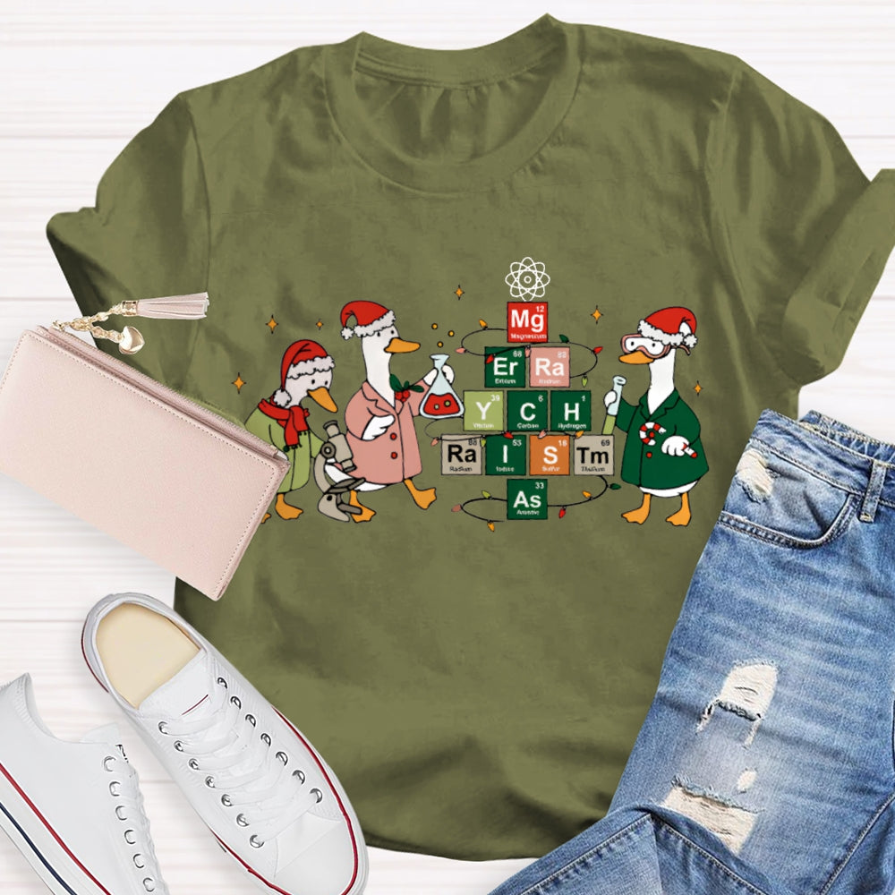 Christmas Goose Doing Experiments Science Teacher T-shirt