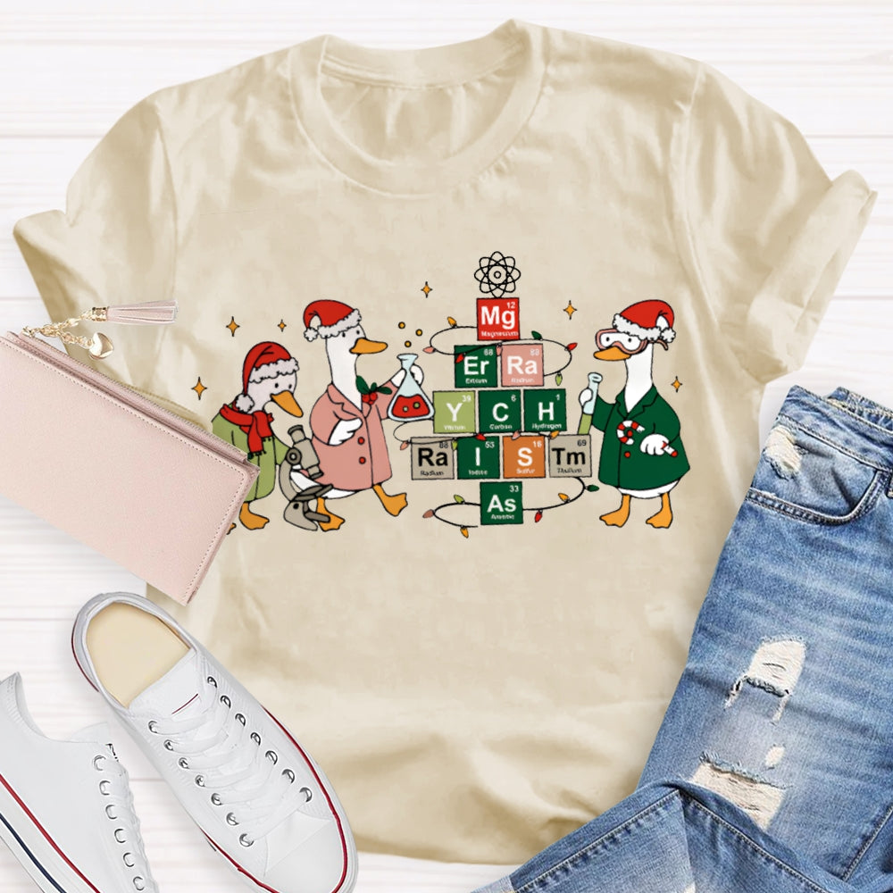 Christmas Goose Doing Experiments Science Teacher T-shirt