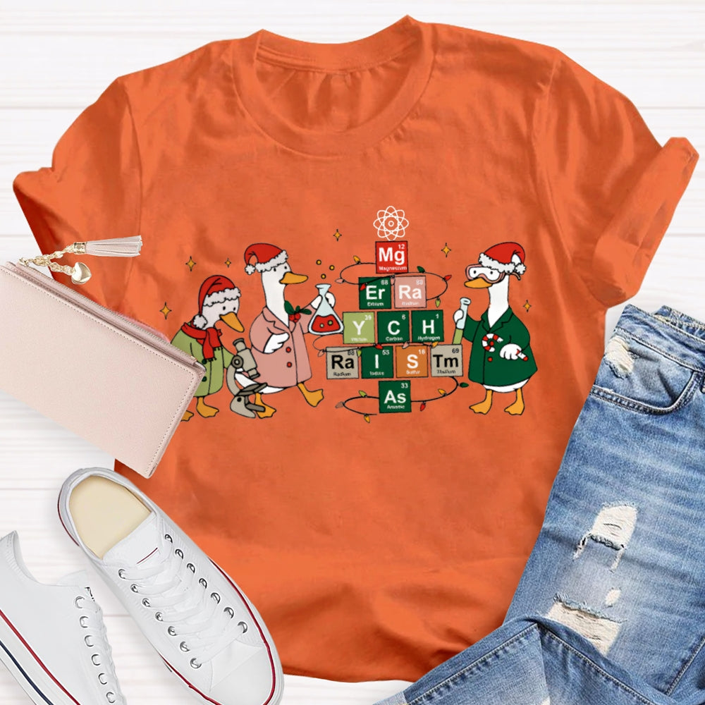 Christmas Goose Doing Experiments Science Teacher T-shirt