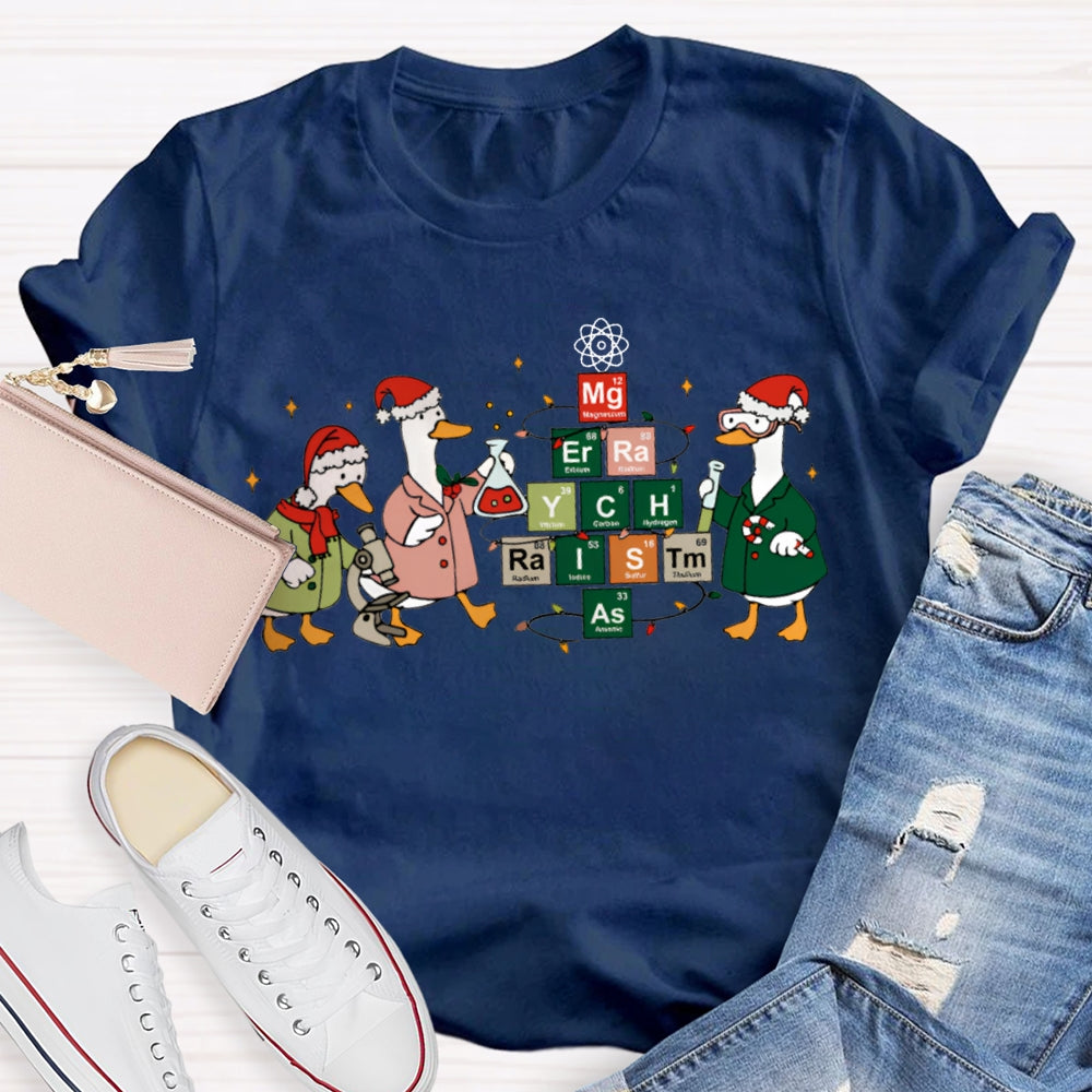 Christmas Goose Doing Experiments Science Teacher T-shirt