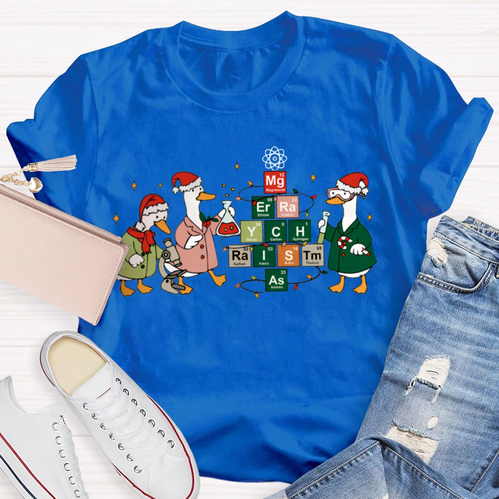 Christmas Goose Doing Experiments Science Teacher T-shirt