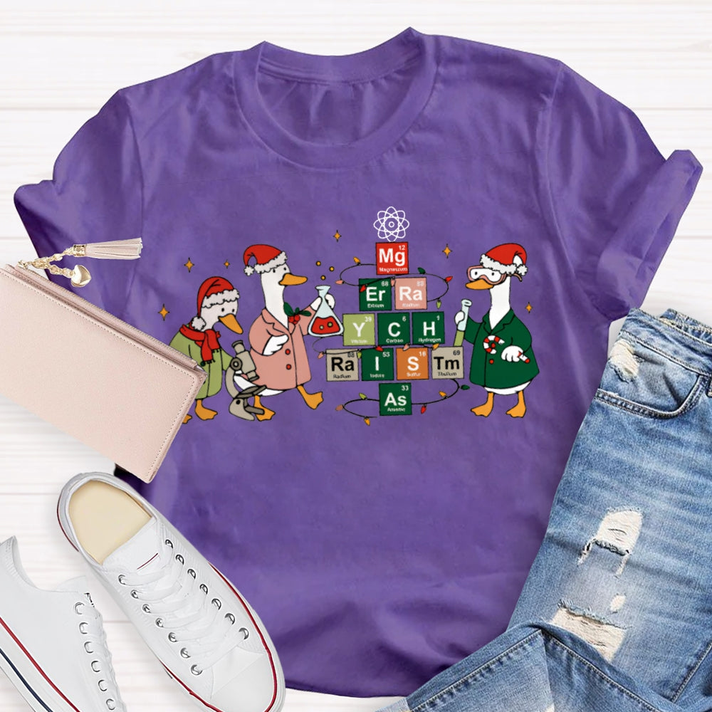 Christmas Goose Doing Experiments Science Teacher T-shirt