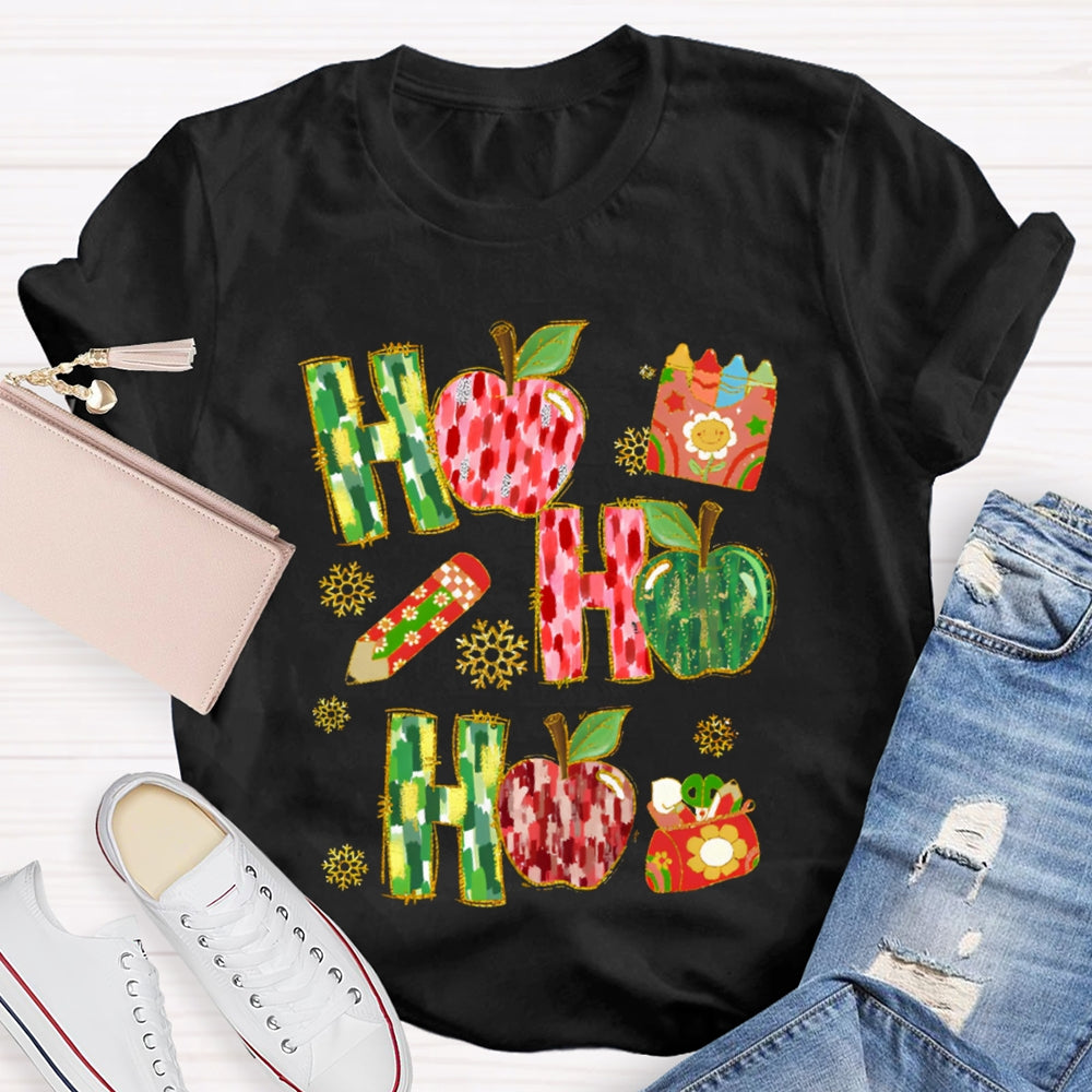 Ho Ho Ho Peace Apple And Snowflakes Christmas Vibes T-shirt
