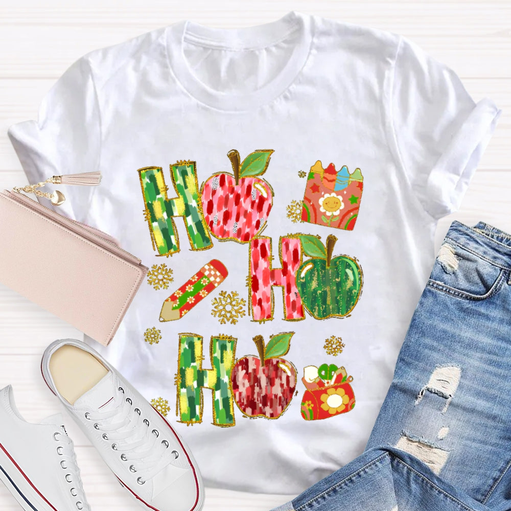 Ho Ho Ho Peace Apple And Snowflakes Christmas Vibes T-shirt