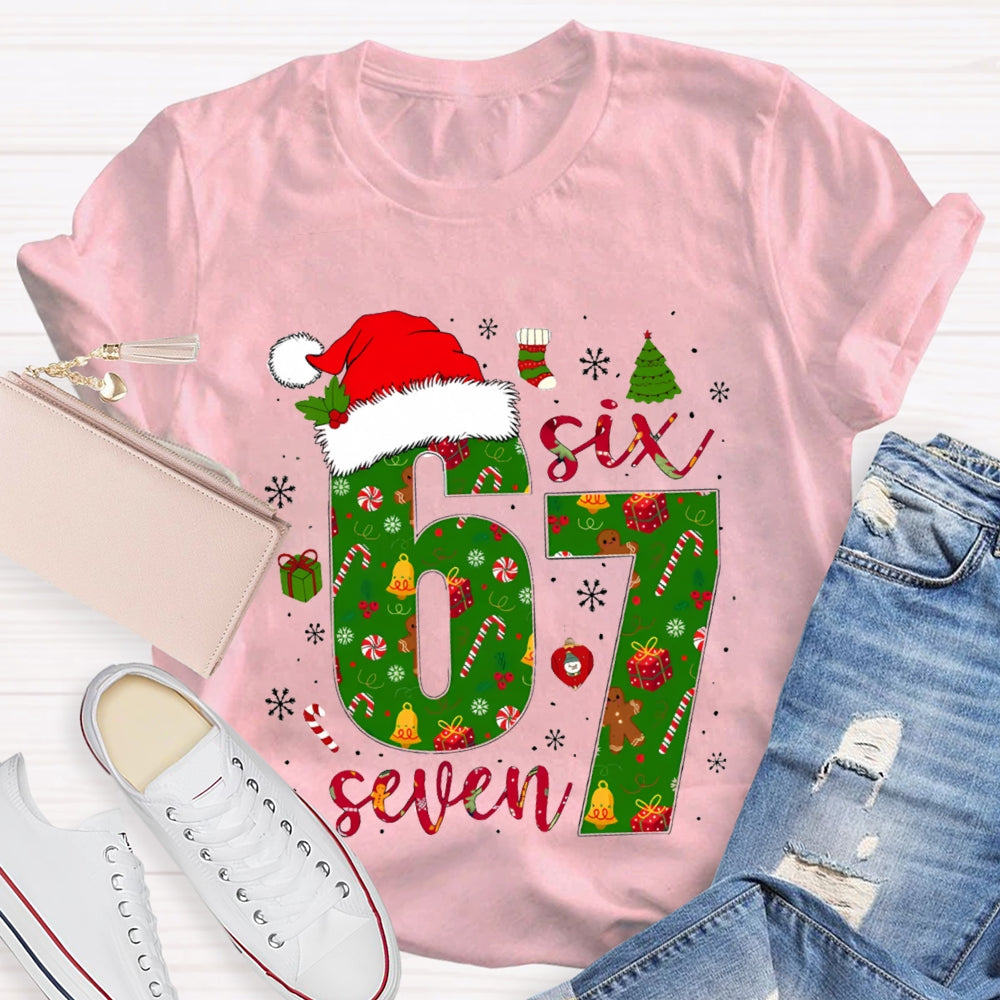 Haunted By 6-7 Snowflakes And Santa Hats Christmas Vibes T-shirt