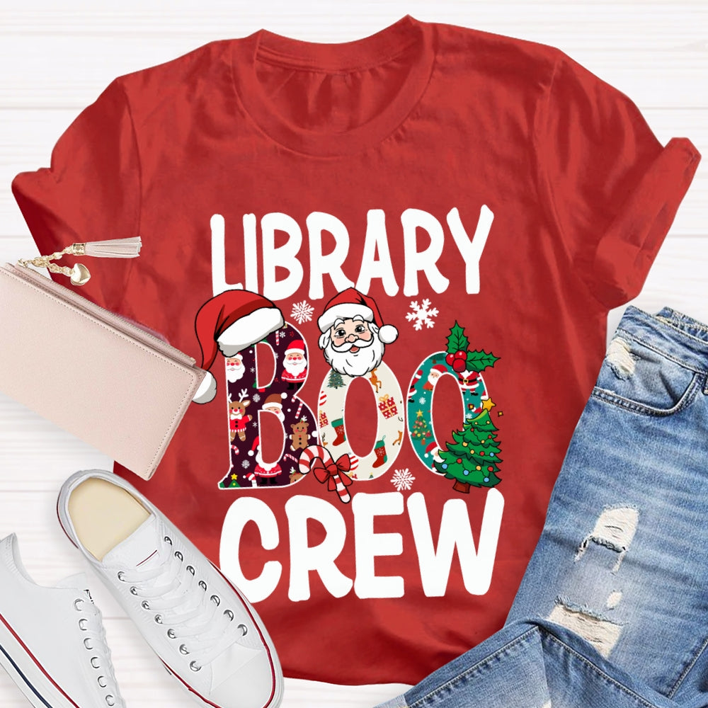 Library Boo Crew Snowflake Merry Christmas T-shirt