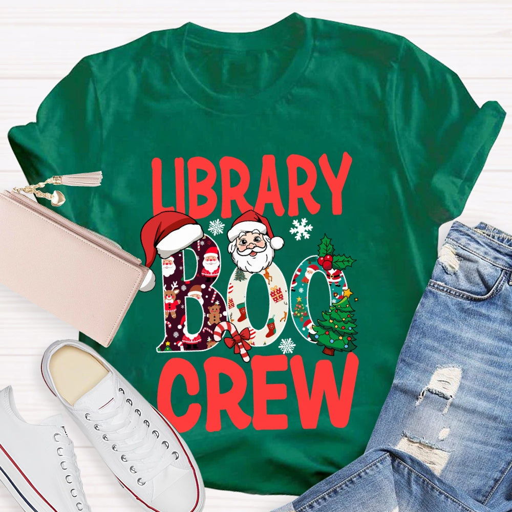 Library Boo Crew Snowflake Merry Christmas T-shirt