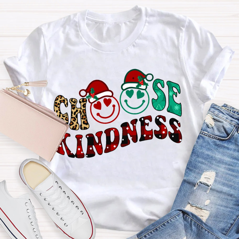Choose Kindness Santa Hat Merry Christmas T-shirt