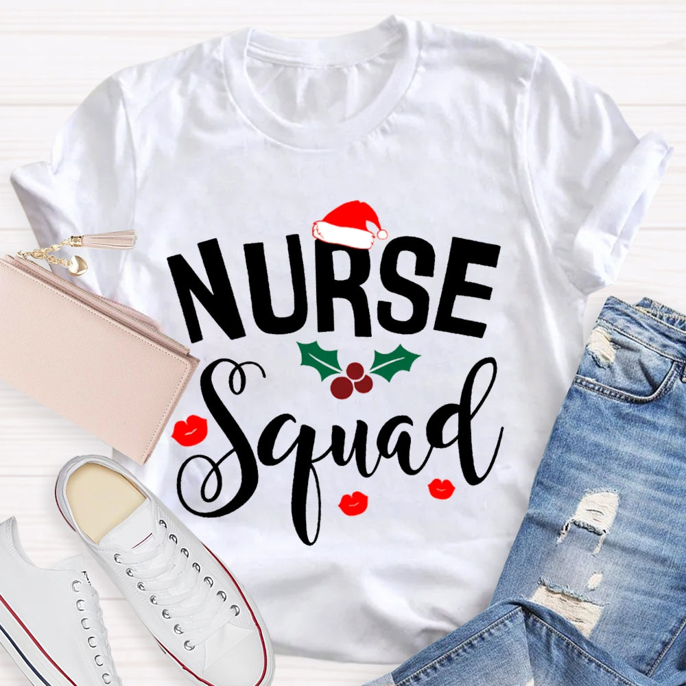 Nurse Squad Santa Hat Christmas Vibes T-shirt