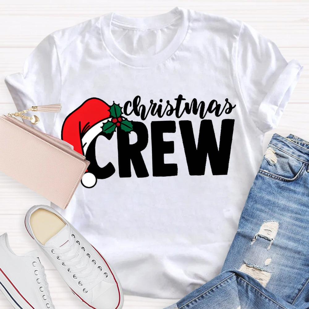 Christmas Crew Christmas Hat Print T-shirt