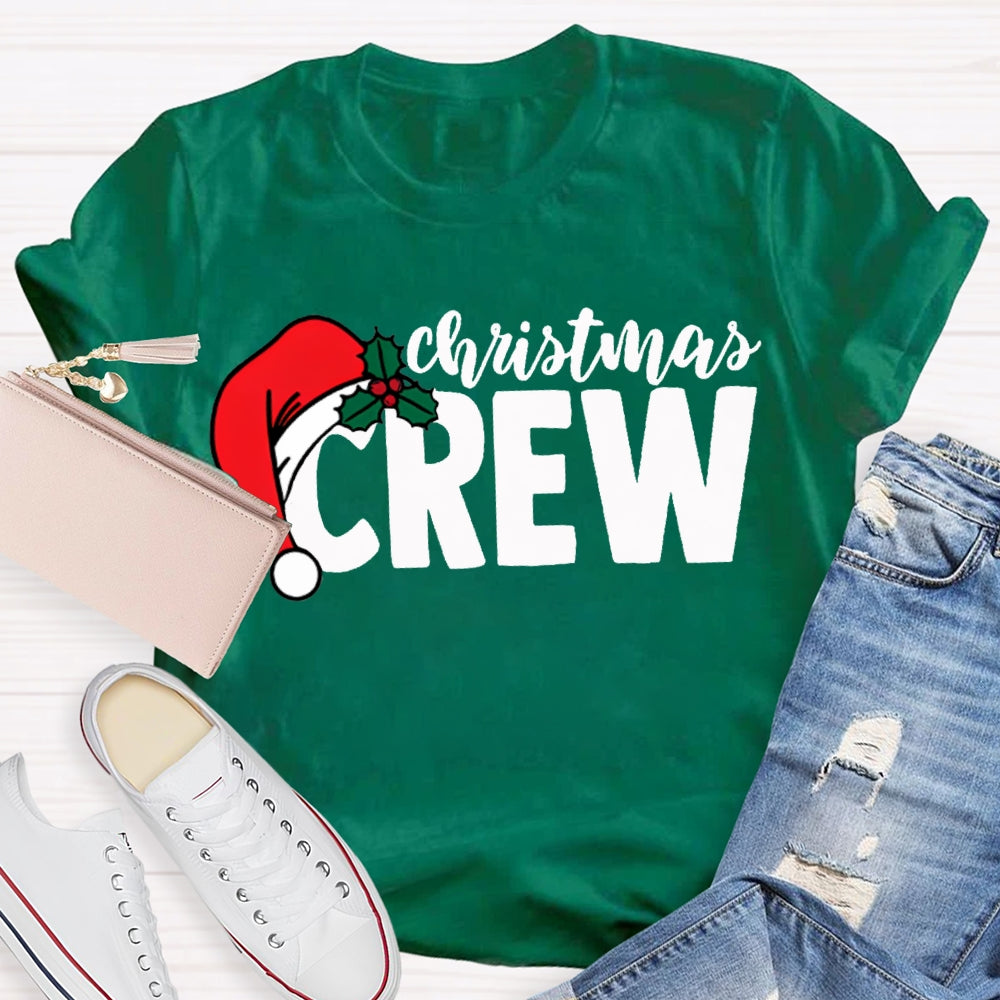Christmas Crew Christmas Hat Print T-shirt