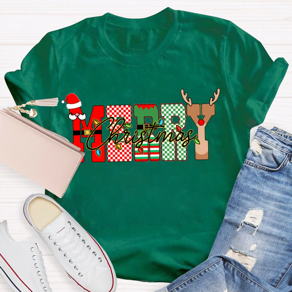Merry Christmas Lights And Christmas Vibes Fonts T-shirt