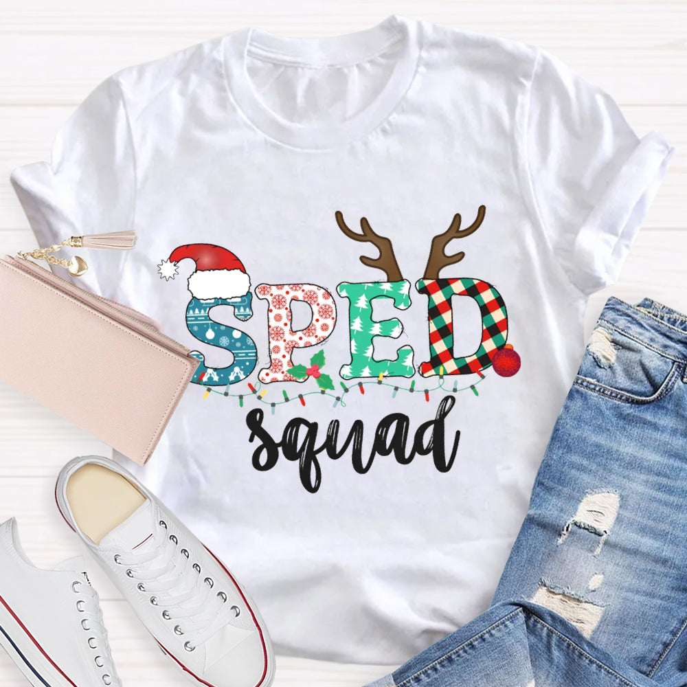 Sped Squad Special Education Christmas Lights T-shirt