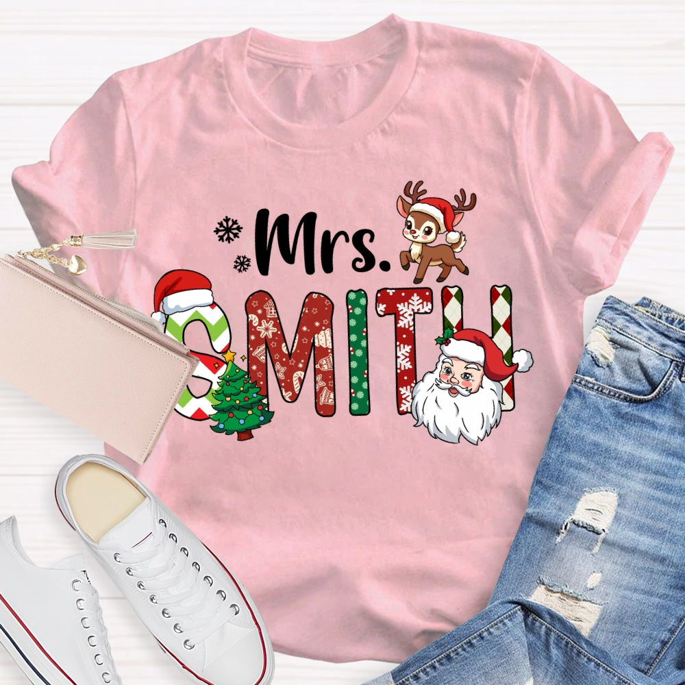 Personalized Name Santa Claus And Christmas Tree T-shirt