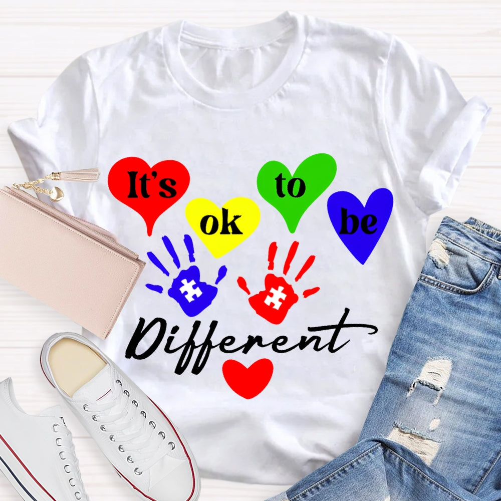 It'S Ok To Be Different Colorful Hearts T-shirt