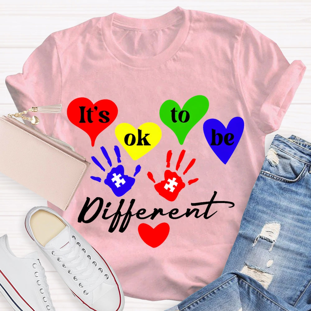 It'S Ok To Be Different Colorful Hearts T-shirt