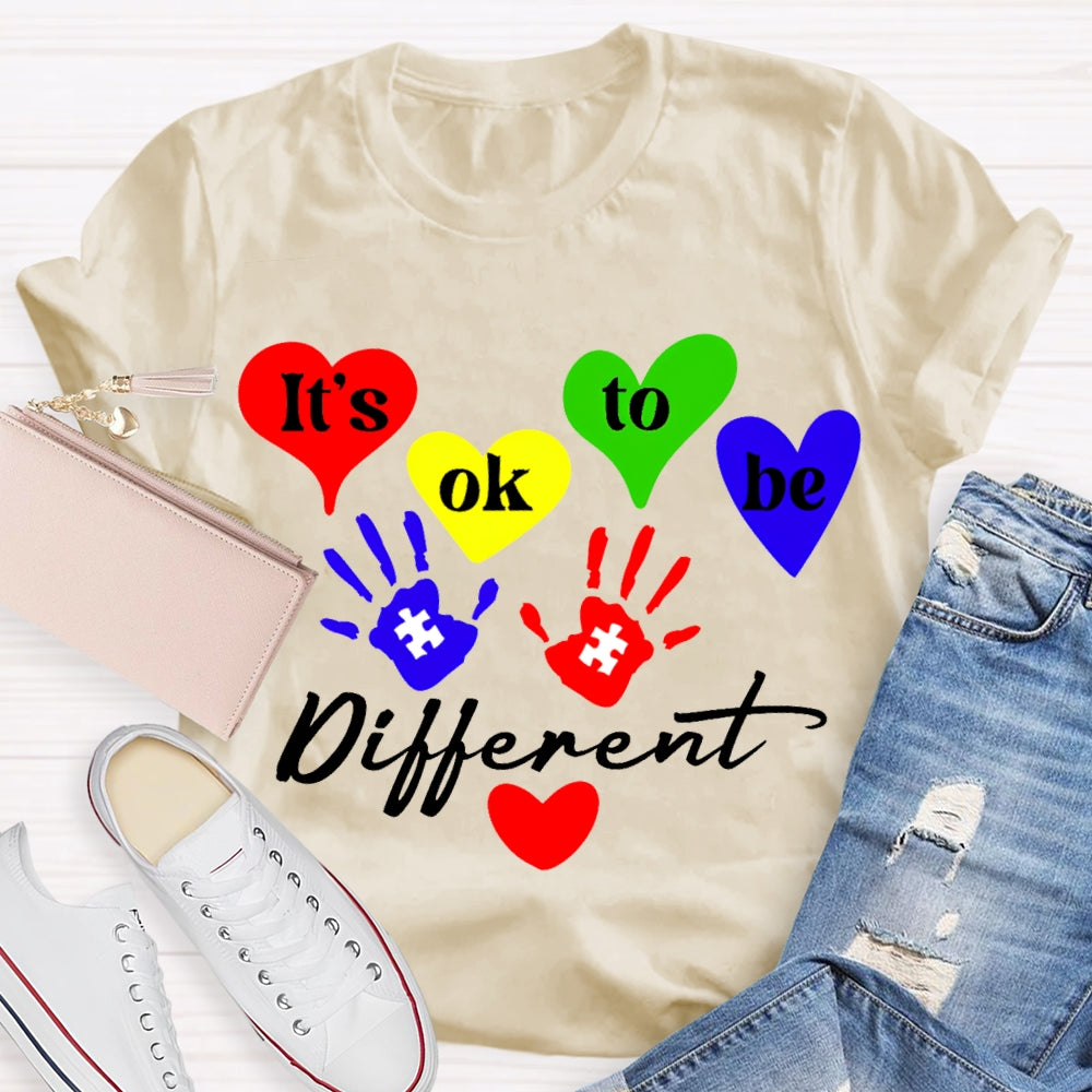 It'S Ok To Be Different Colorful Hearts T-shirt