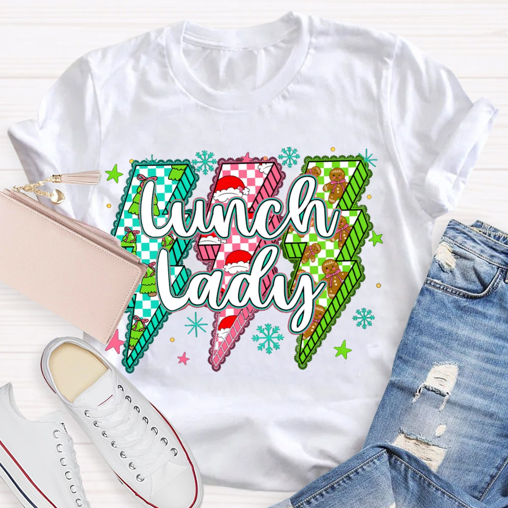 Lunch Lady Christmas Lightning Vibes And Snowflakes T-shirt