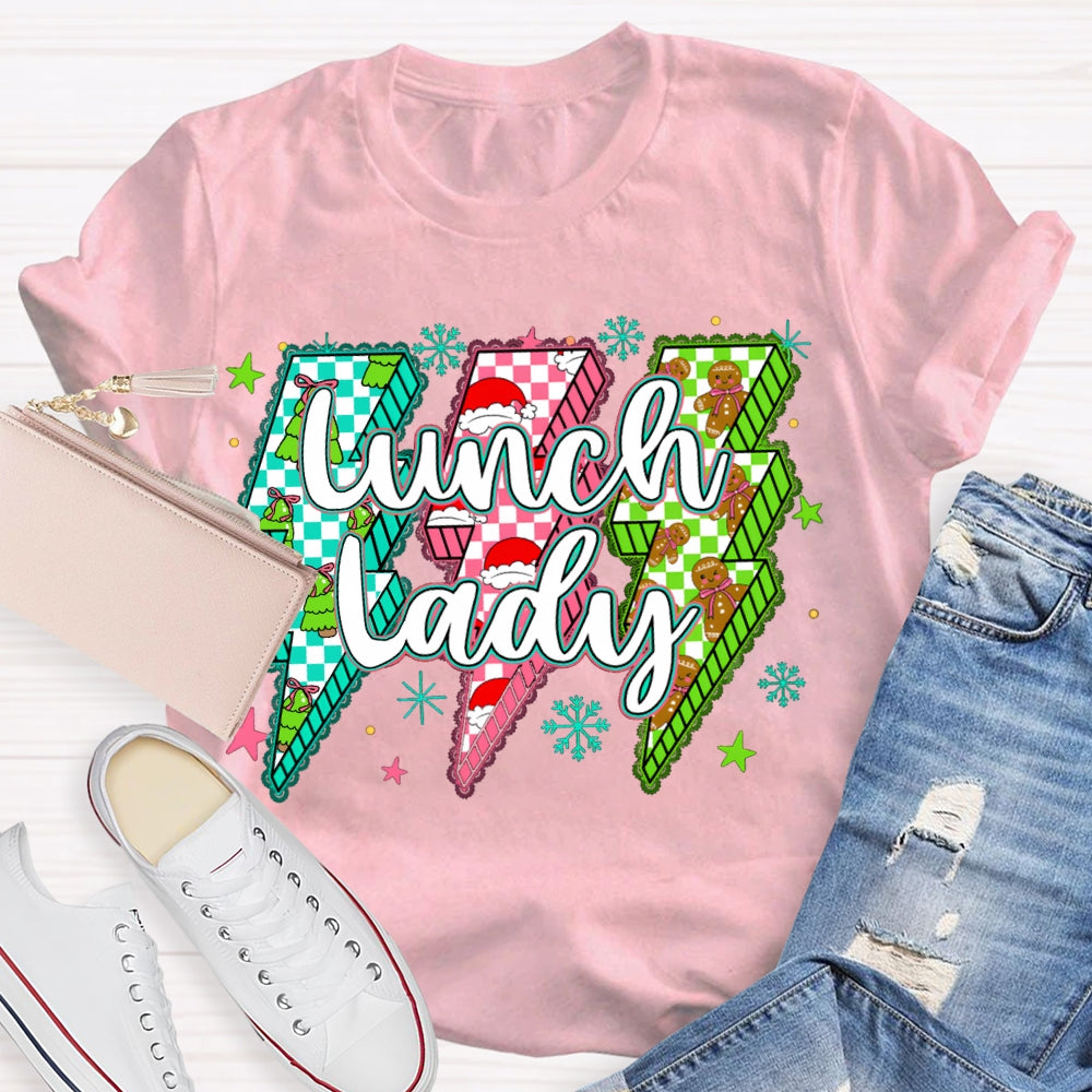 Lunch Lady Christmas Lightning Vibes And Snowflakes T-shirt