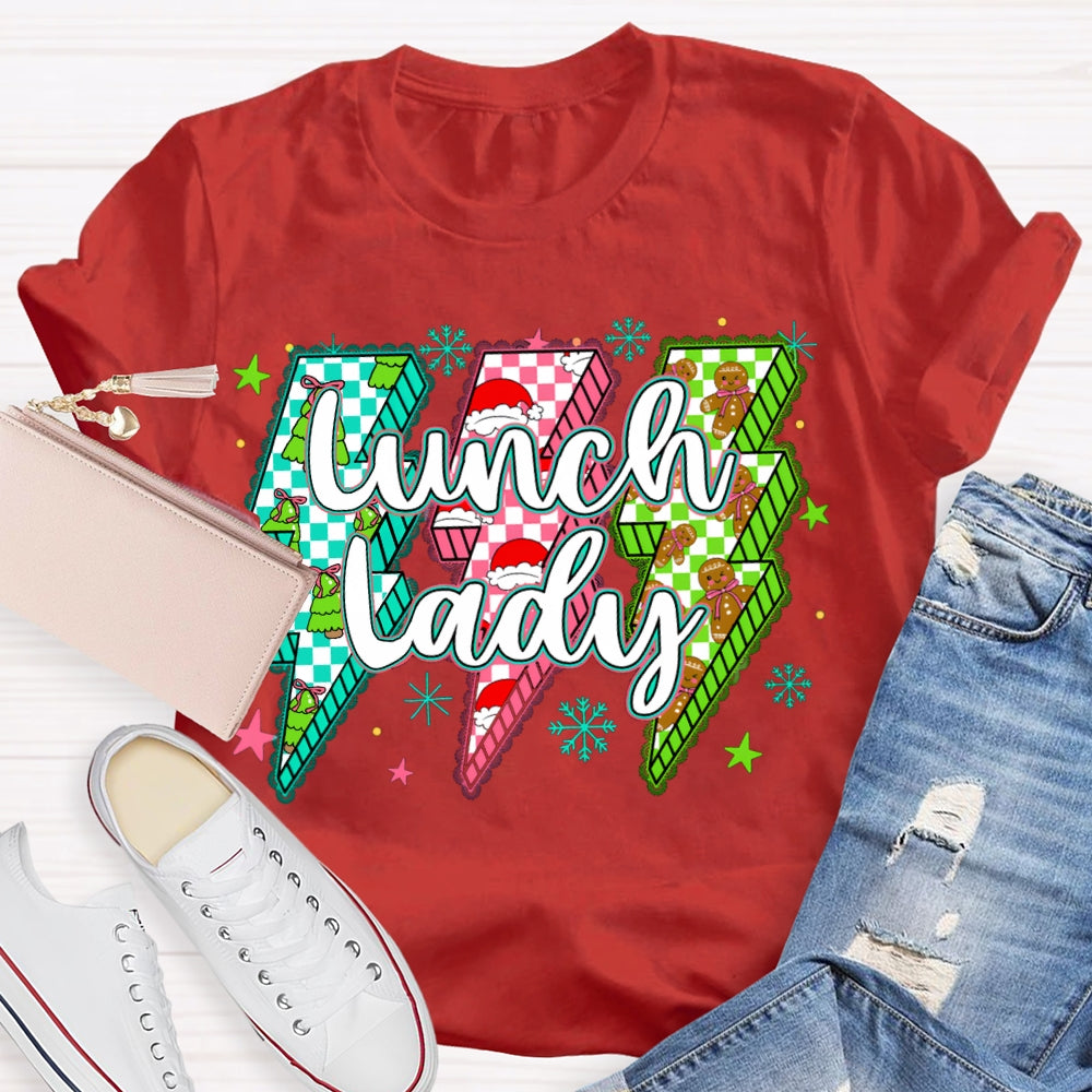 Lunch Lady Christmas Lightning Vibes And Snowflakes T-shirt