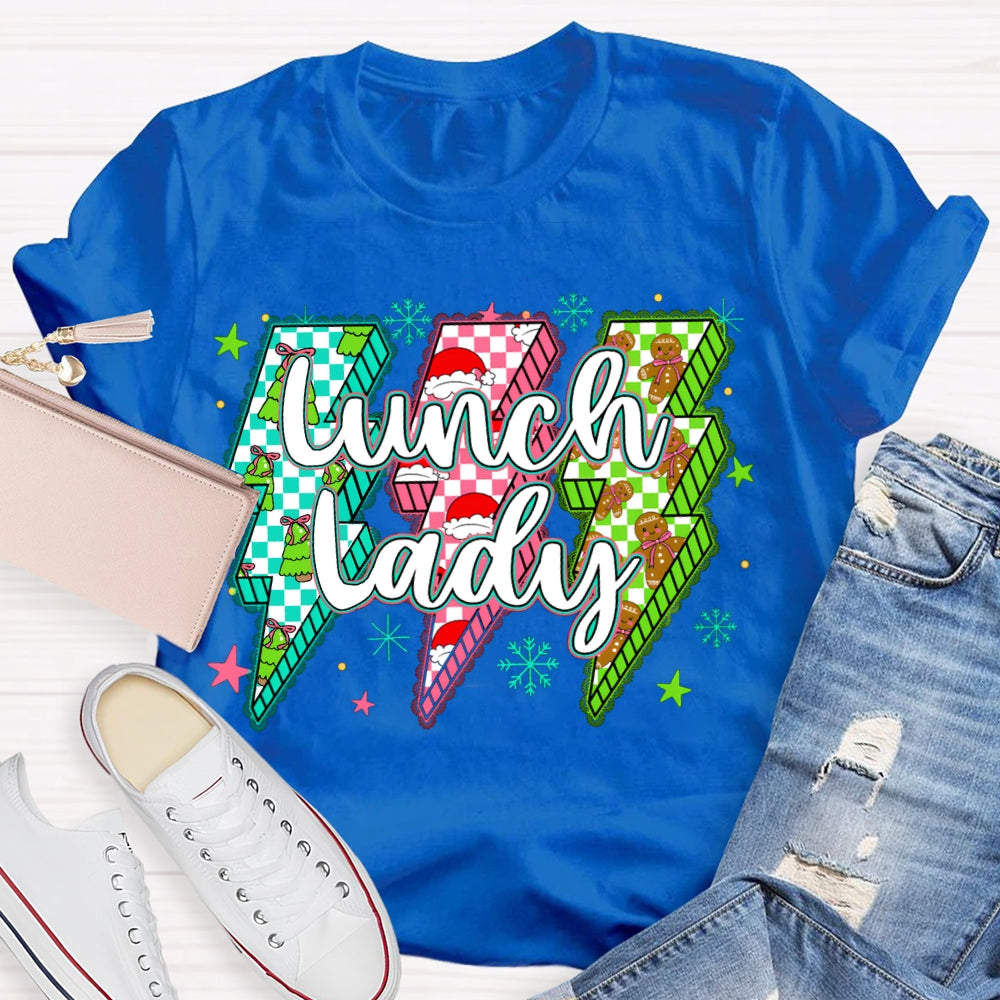 Lunch Lady Christmas Lightning Vibes And Snowflakes T-shirt