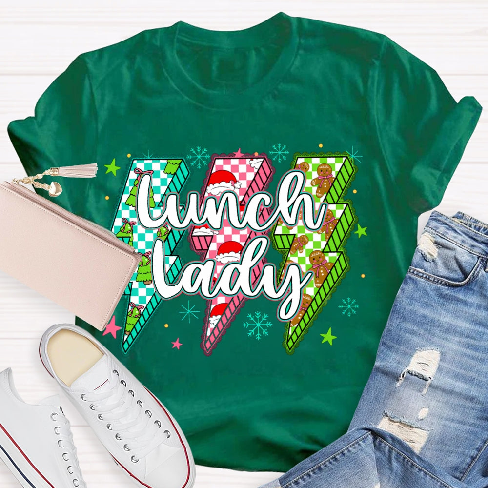 Lunch Lady Christmas Lightning Vibes And Snowflakes T-shirt