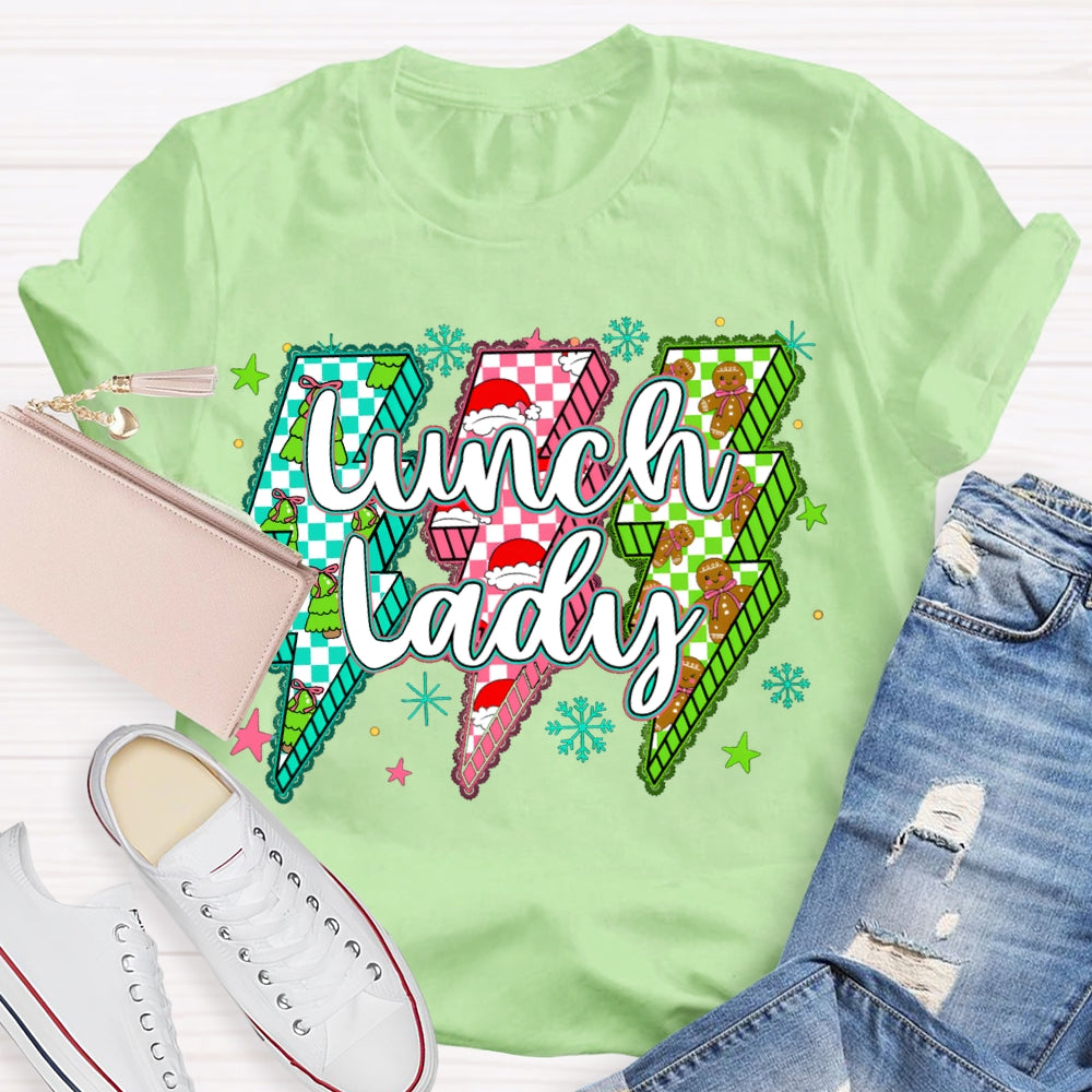 Lunch Lady Christmas Lightning Vibes And Snowflakes T-shirt