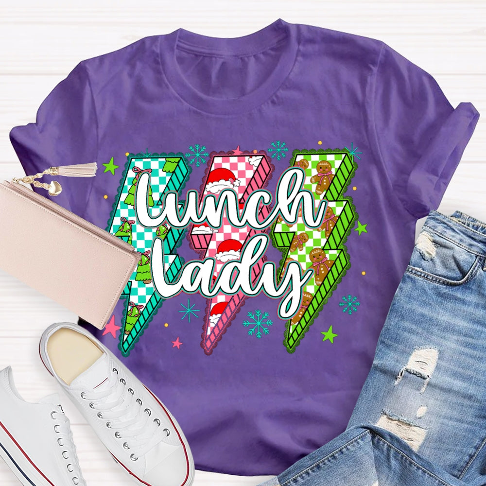 Lunch Lady Christmas Lightning Vibes And Snowflakes T-shirt