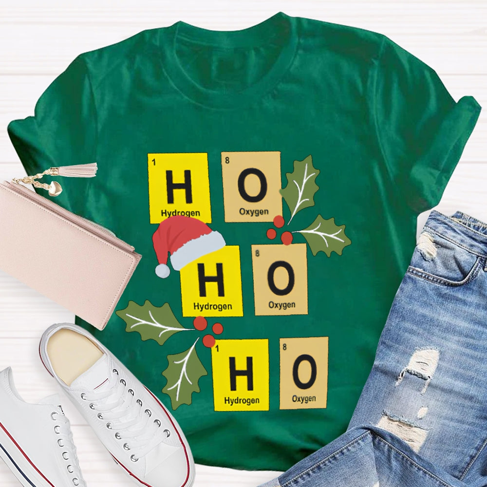 Ho Ho Ho Santa Hat And Science Teacher Christmas T-shirt