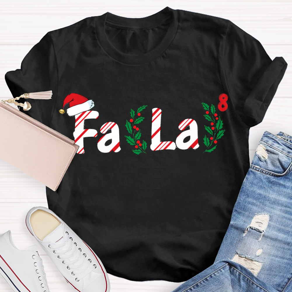Fa La Christmas Vibes And Santa Hat Math Teacher T-shirt