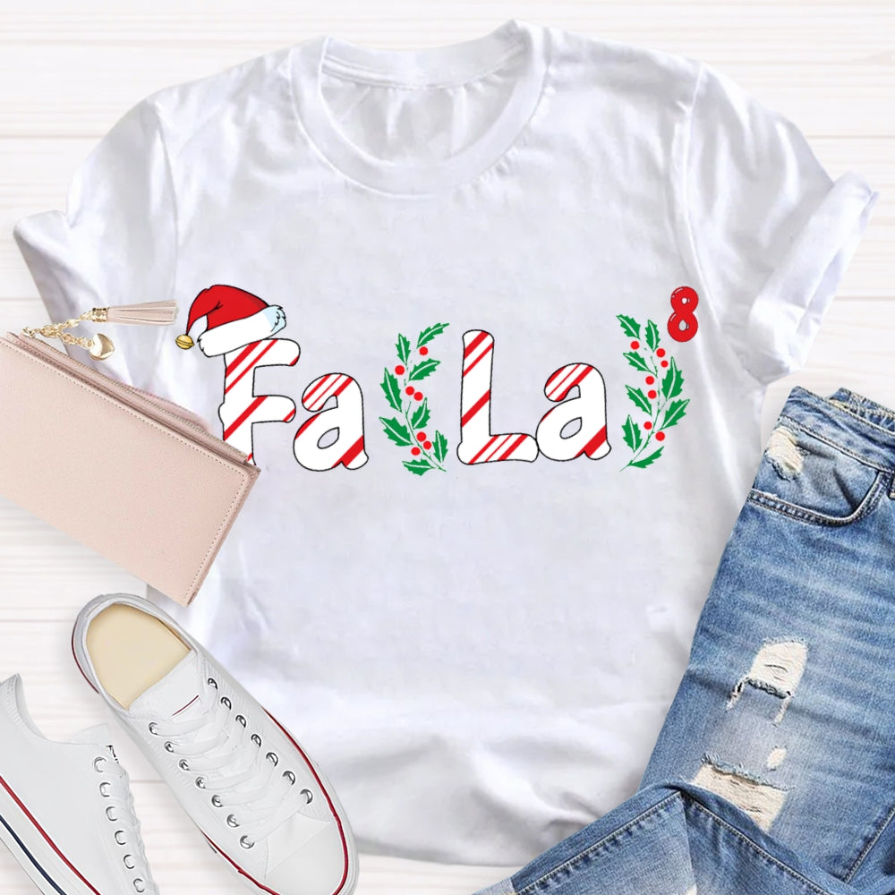 Fa La Christmas Vibes And Santa Hat Math Teacher T-shirt