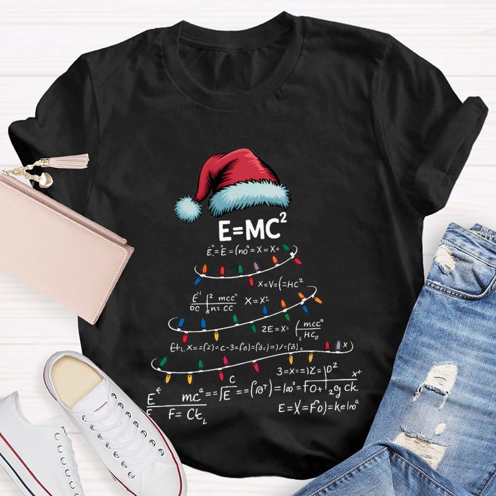 Santa Hats And Christmas Lights Math Teacher Christmas T-shirt