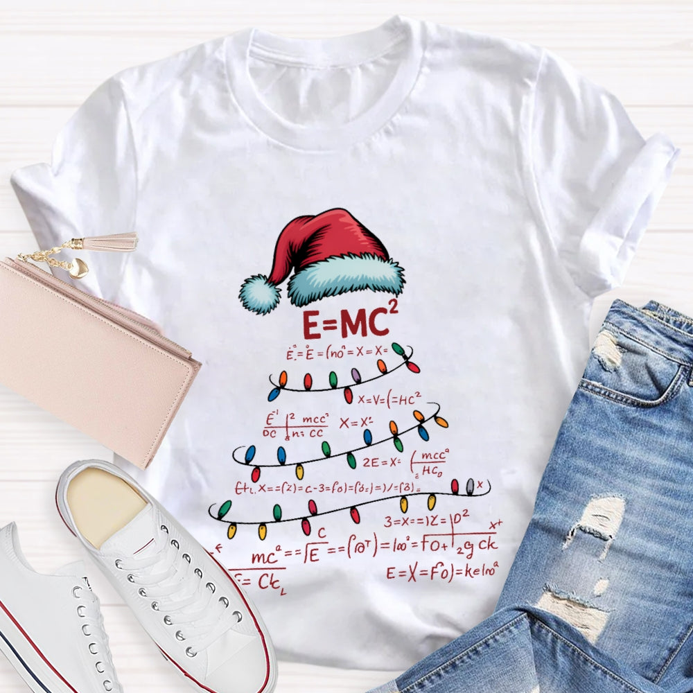 Santa Hats And Christmas Lights Math Teacher Christmas T-shirt