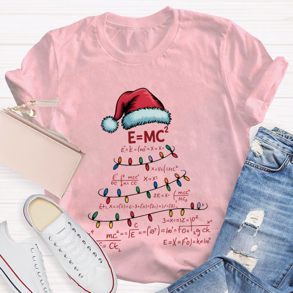 Santa Hats And Christmas Lights Math Teacher Christmas T-shirt