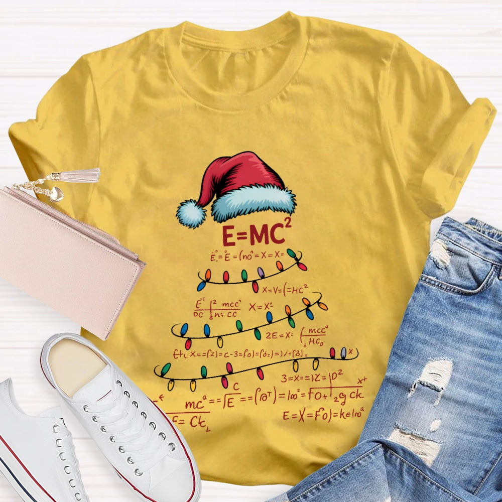 Santa Hats And Christmas Lights Math Teacher Christmas T-shirt