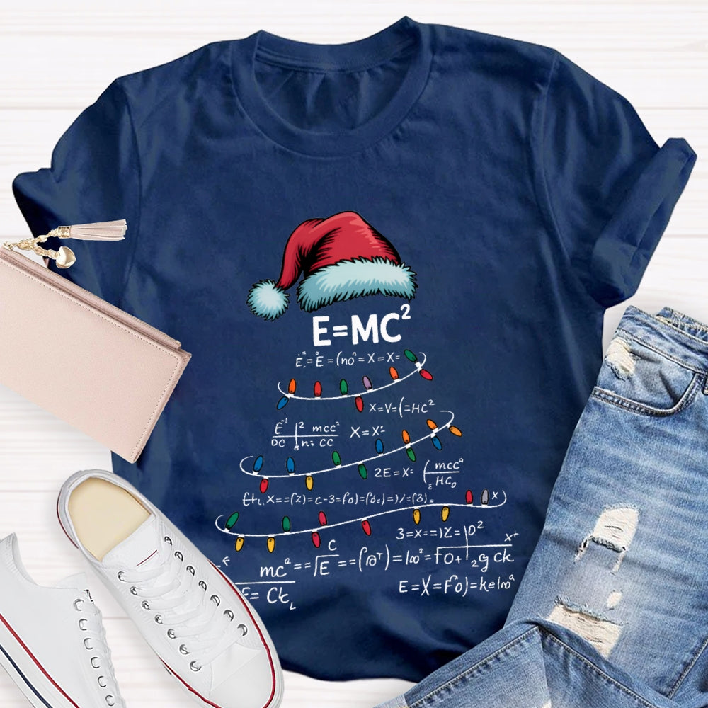Santa Hats And Christmas Lights Math Teacher Christmas T-shirt