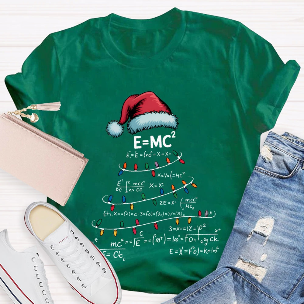 Santa Hats And Christmas Lights Math Teacher Christmas T-shirt