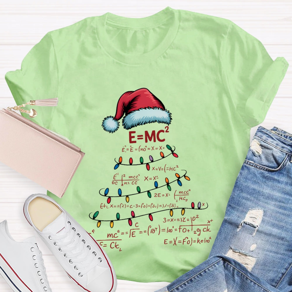 Santa Hats And Christmas Lights Math Teacher Christmas T-shirt