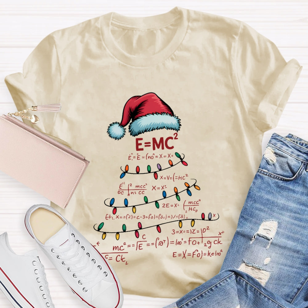 Santa Hats And Christmas Lights Math Teacher Christmas T-shirt