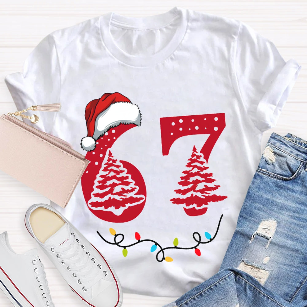 Six Seven Christmas Tree Vibes And Santa Hat T-shirt