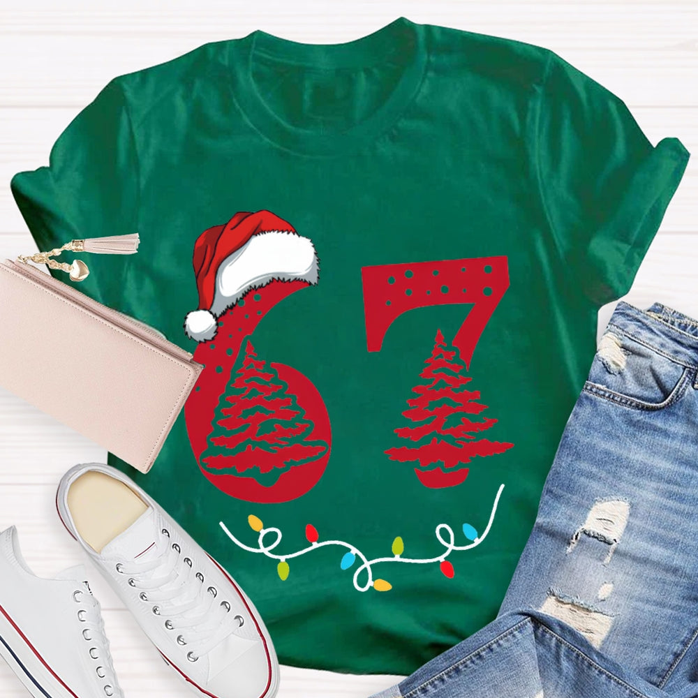Six Seven Christmas Tree Vibes And Santa Hat T-shirt
