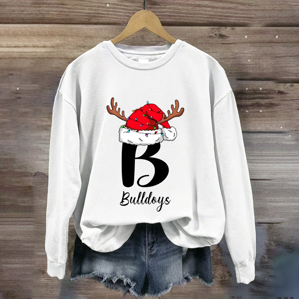 Personalized Name Or Mascot Santa Hat Sweatshirt